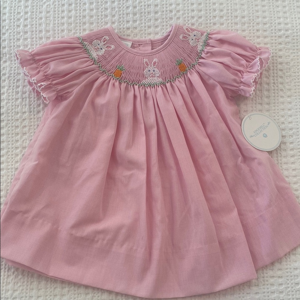 Edgehill Collection Pink Baby Dress with Carrot Embroidery